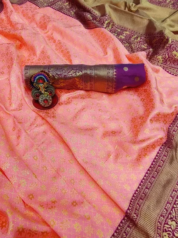 Pink_Embellished_Banarasi_Jacquard_Saree_(Pink)